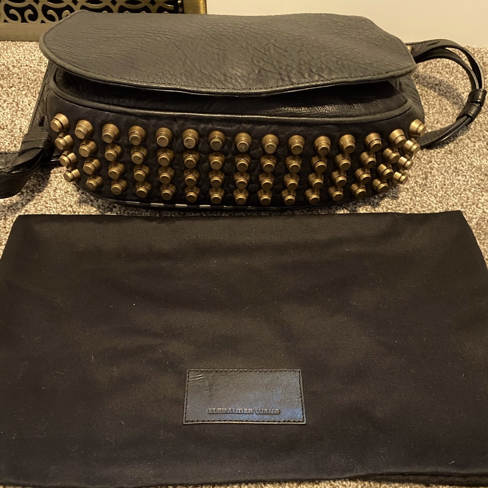 Alexander Wang Lia Sling, black leather & brass